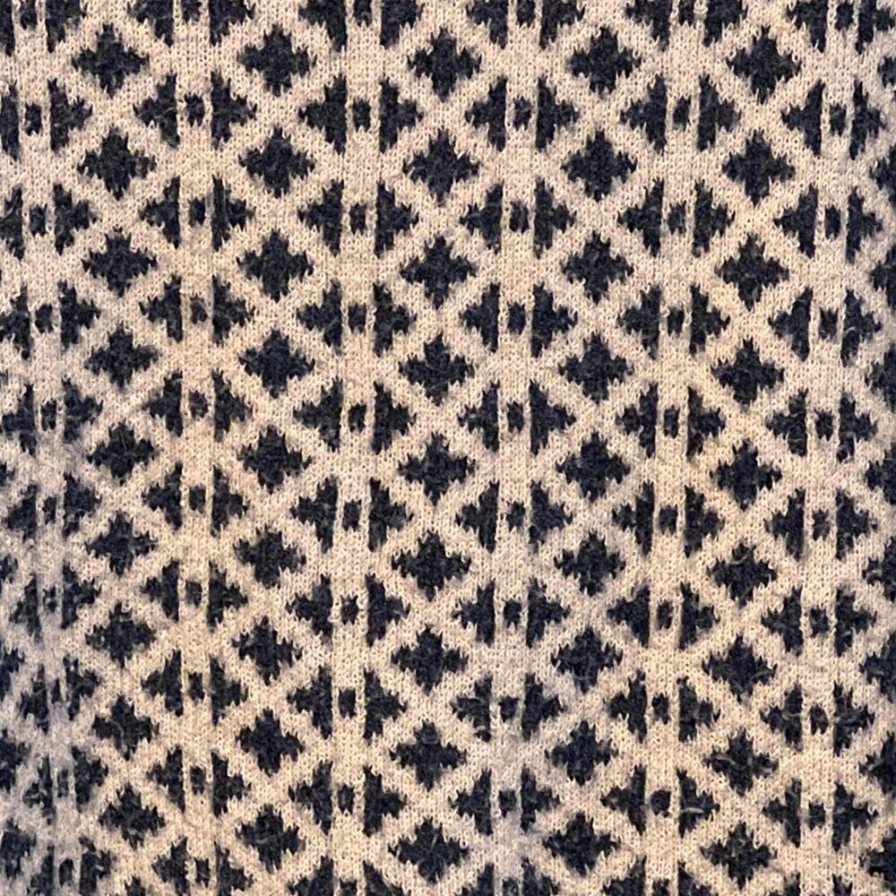 Blue & Cream Scandi Pattern Oversized Turtleneck Sweater - Picture 2 of 2